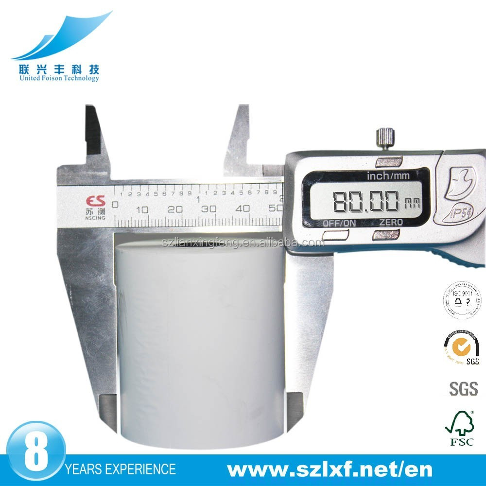 BPA liberan el papel termal de la posición del papel de rollo termal directo de la caja registradora 80x80 con la base de papel