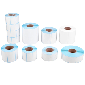 Rollo de etiquetas térmicas adhesivas permanentes de alta calidad, pegatinas de tamaño personalizado, rollos de etiquetas térmicas directas en blanco