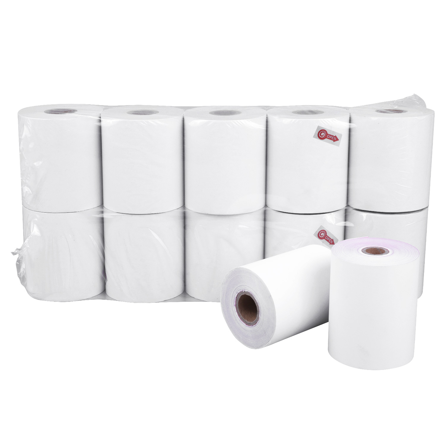Precio al por mayor 60g 65g 70g 57*40mm 80*80mm papel térmico rollos pos térmicos rollos de recibo de efectivo