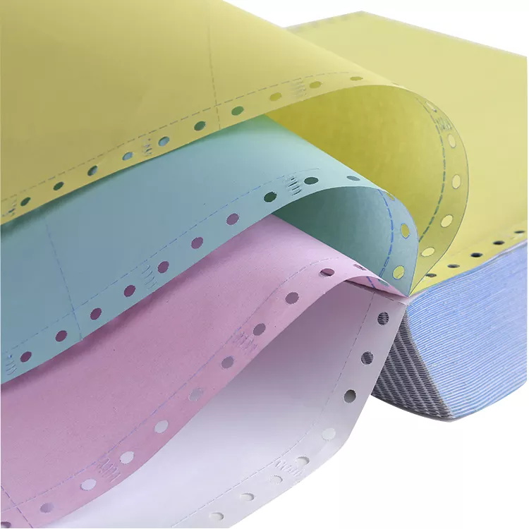 Papel autocopiante para impresión de formularios por ordenador, color blanco, amarillo, azul y rosa continuo, papel NCR